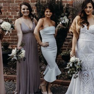 One shoulder ruffle midi body con dress